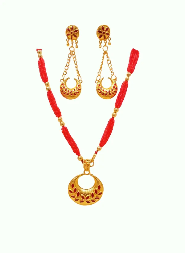 Assamese_Traditional_Red_Colour_Jewellery_Set_For_Women